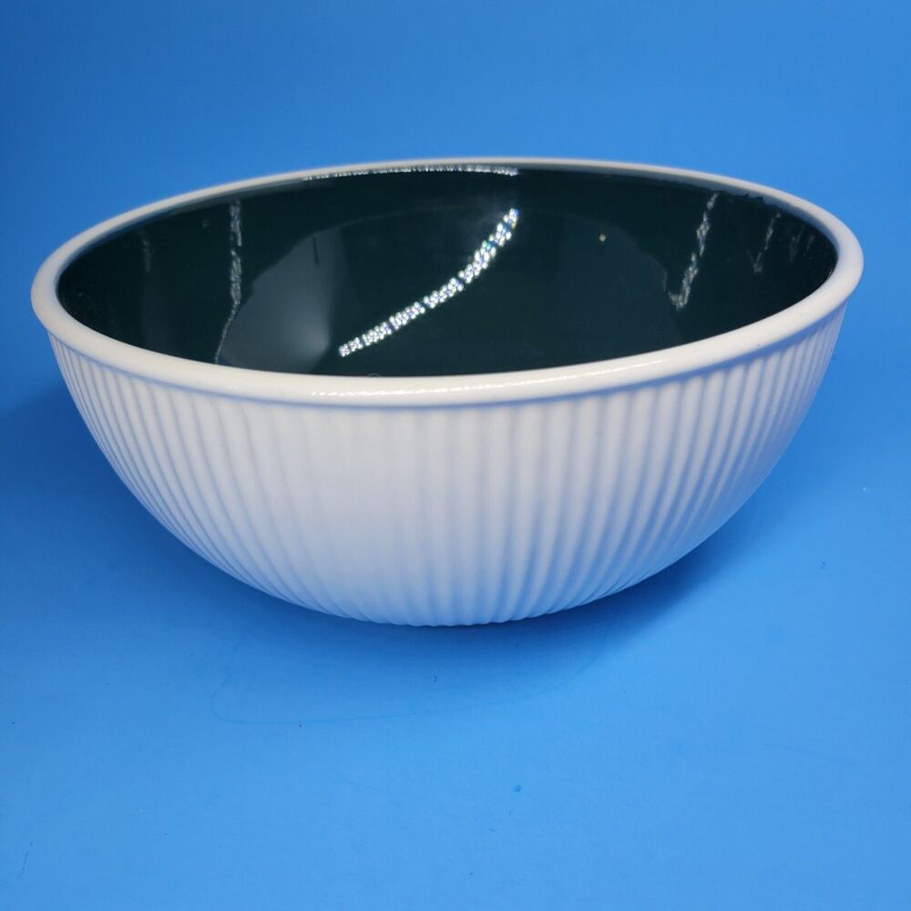 Dansk Rondure Ribbed Ivory And Green Round 8 3/4"D X 4"H Mixing Bowl